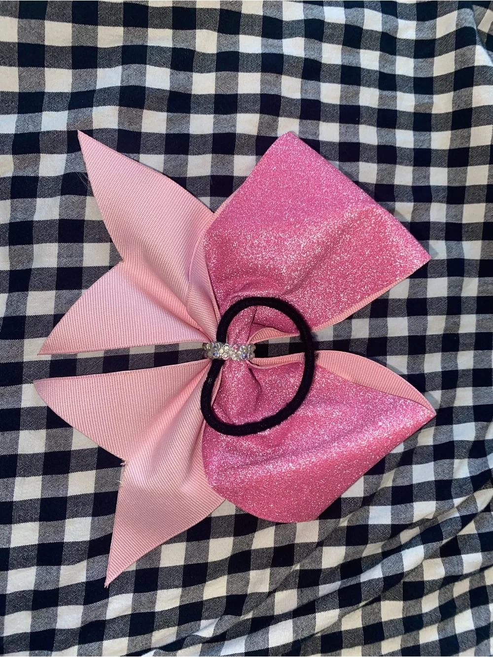 pink full sparkle cheer bow